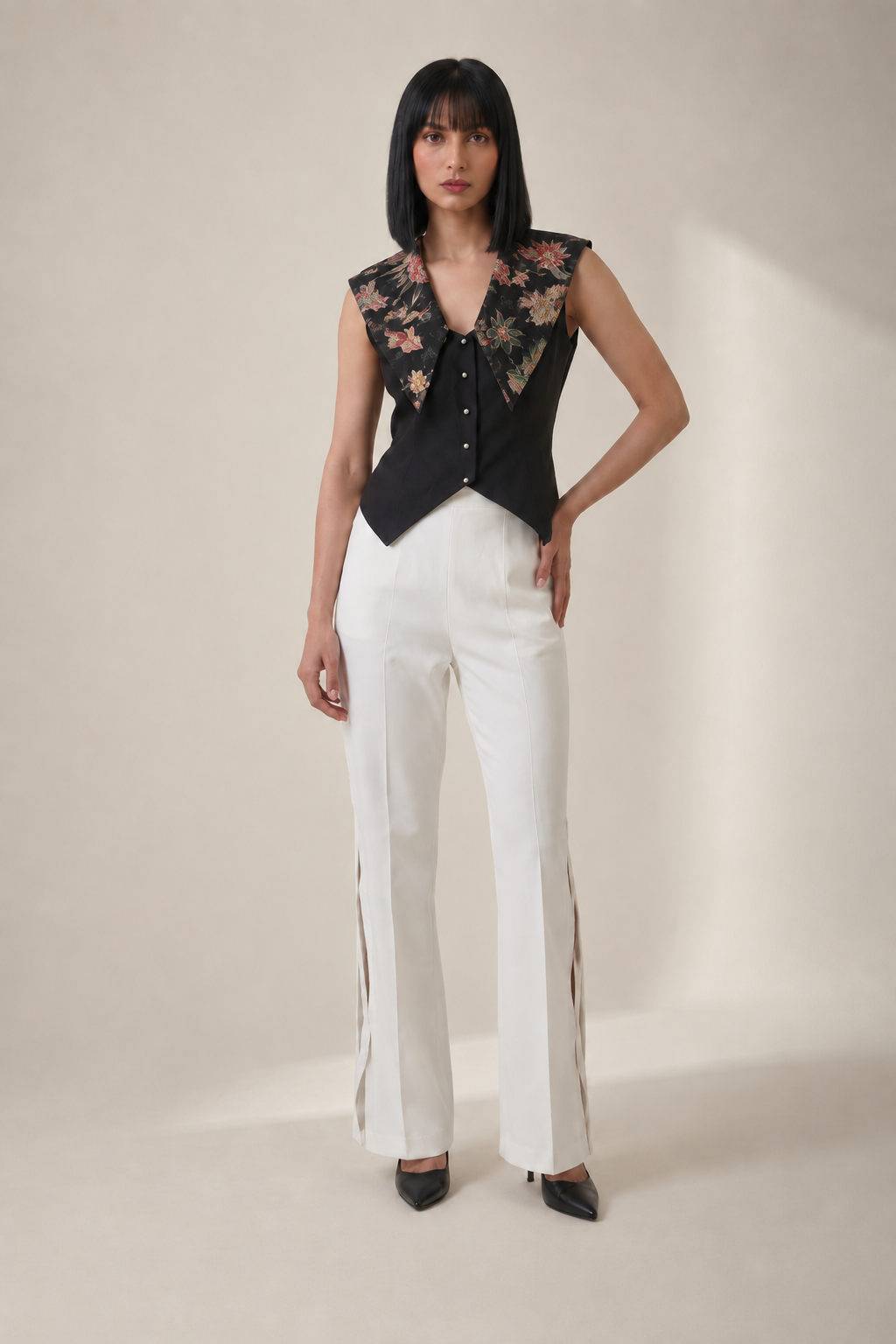 Embroidered Lapel Waist Coat