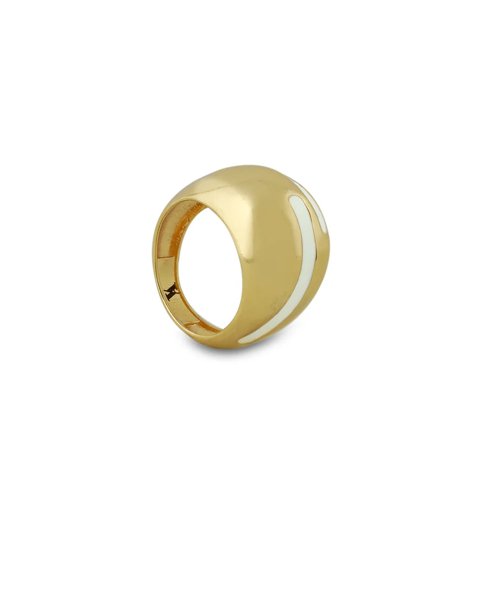 Verdora White Enamel Gold Ring