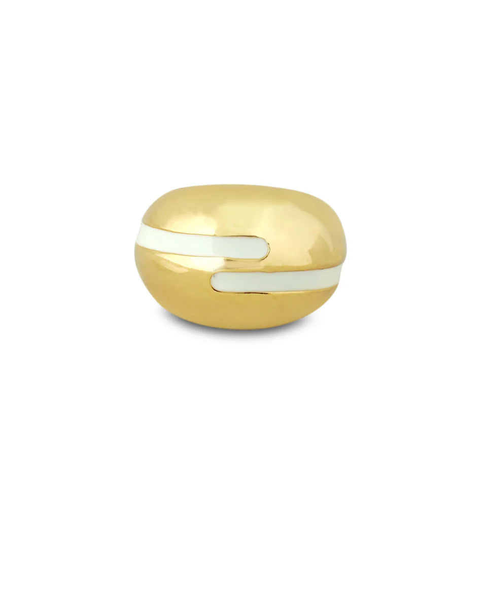 Verdora White Enamel Gold Ring