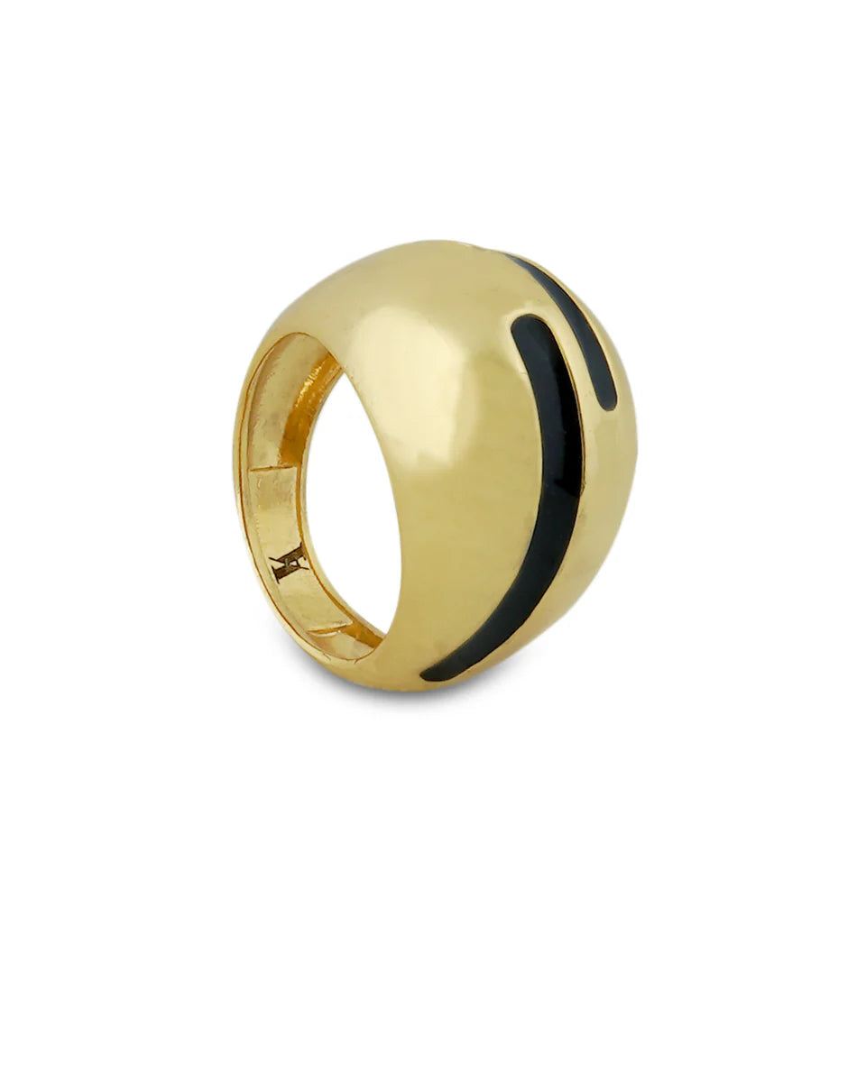 Verdora Black Enamel Gold Ring