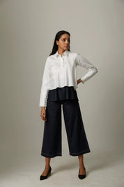 Colour Block Flare Double Layer Top With Katha Stitch Pants