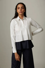 Colour Block Flare Double Layer Top With Katha Stitch Pants