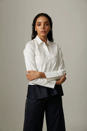 Colour Block Flare Double Layer Top With Katha Stitch Pants