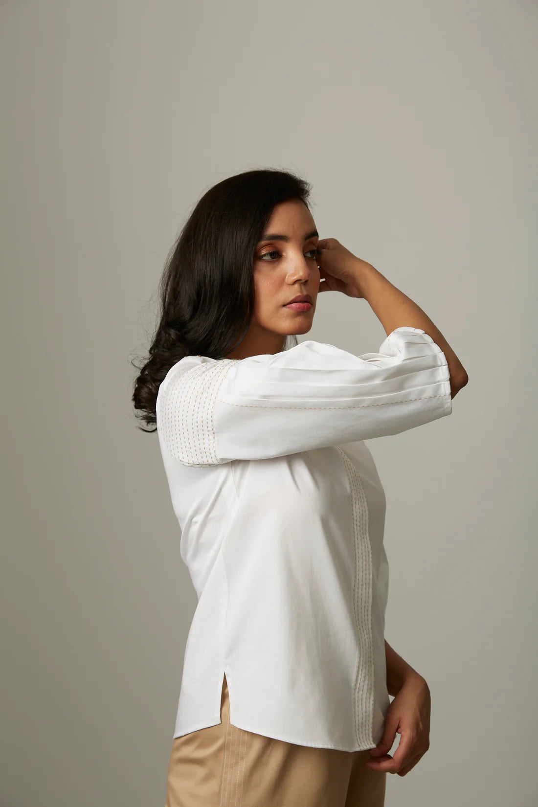 Katha Stitch Pleat Shirt With Katha Stitch Pants