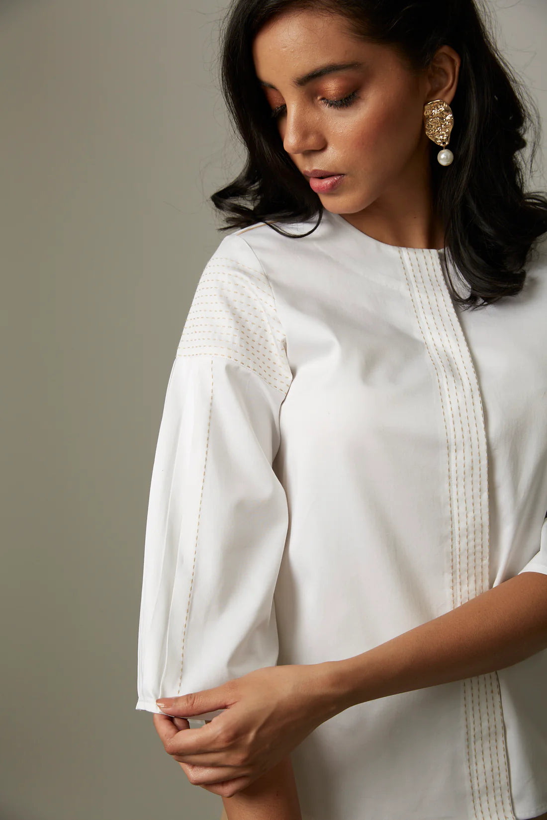 Katha Stitch Pleat Shirt With Katha Stitch Pants