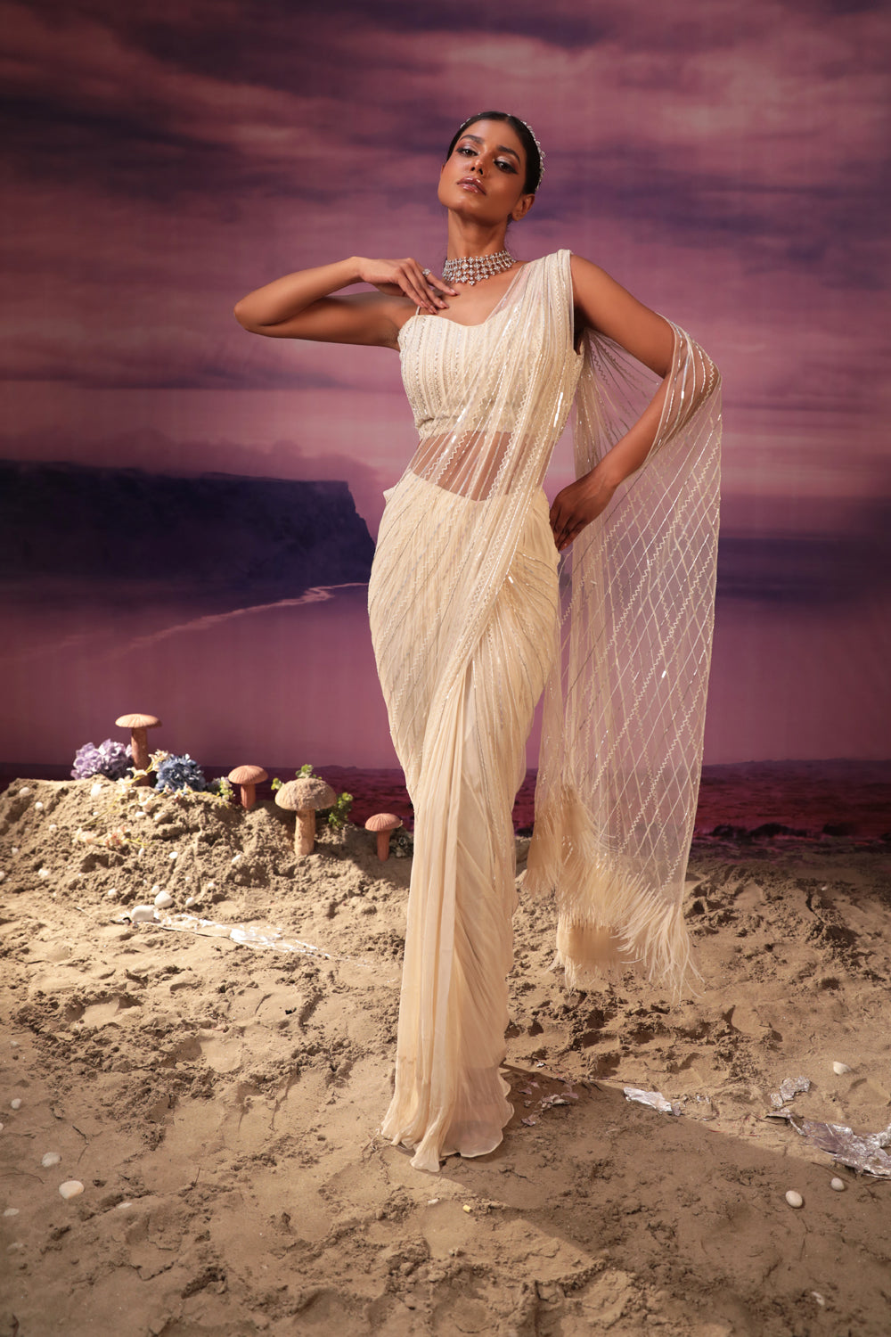 Ivory Saree