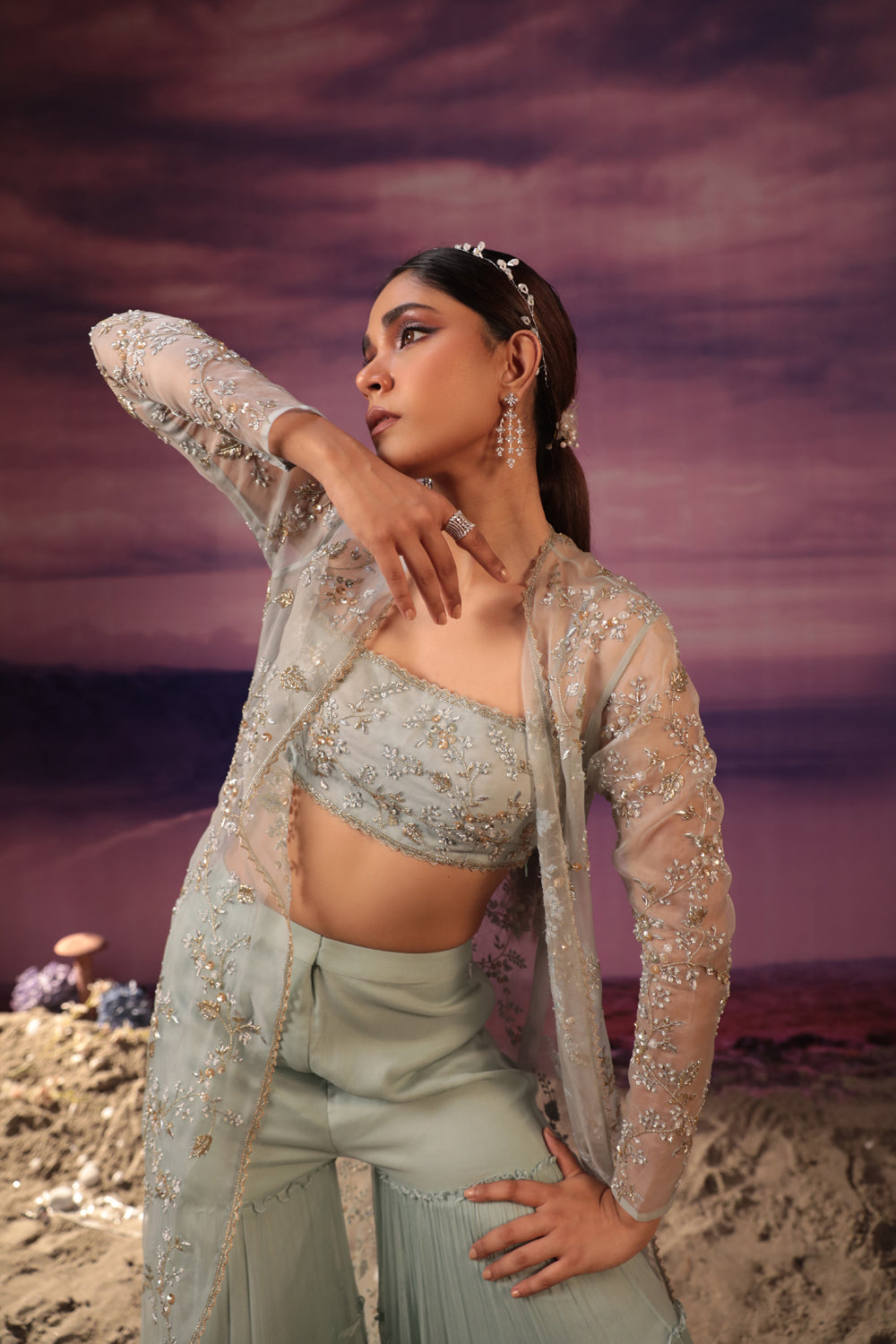 Powder Blue Sharara Set