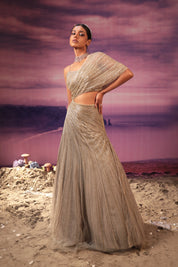 Grey Gold Sequin Gown