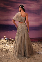 Grey Gold Sequin Gown