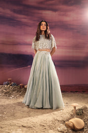Powder Blue Cape & Skirt Set