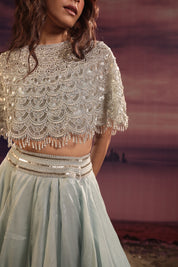 Powder Blue Cape & Skirt Set
