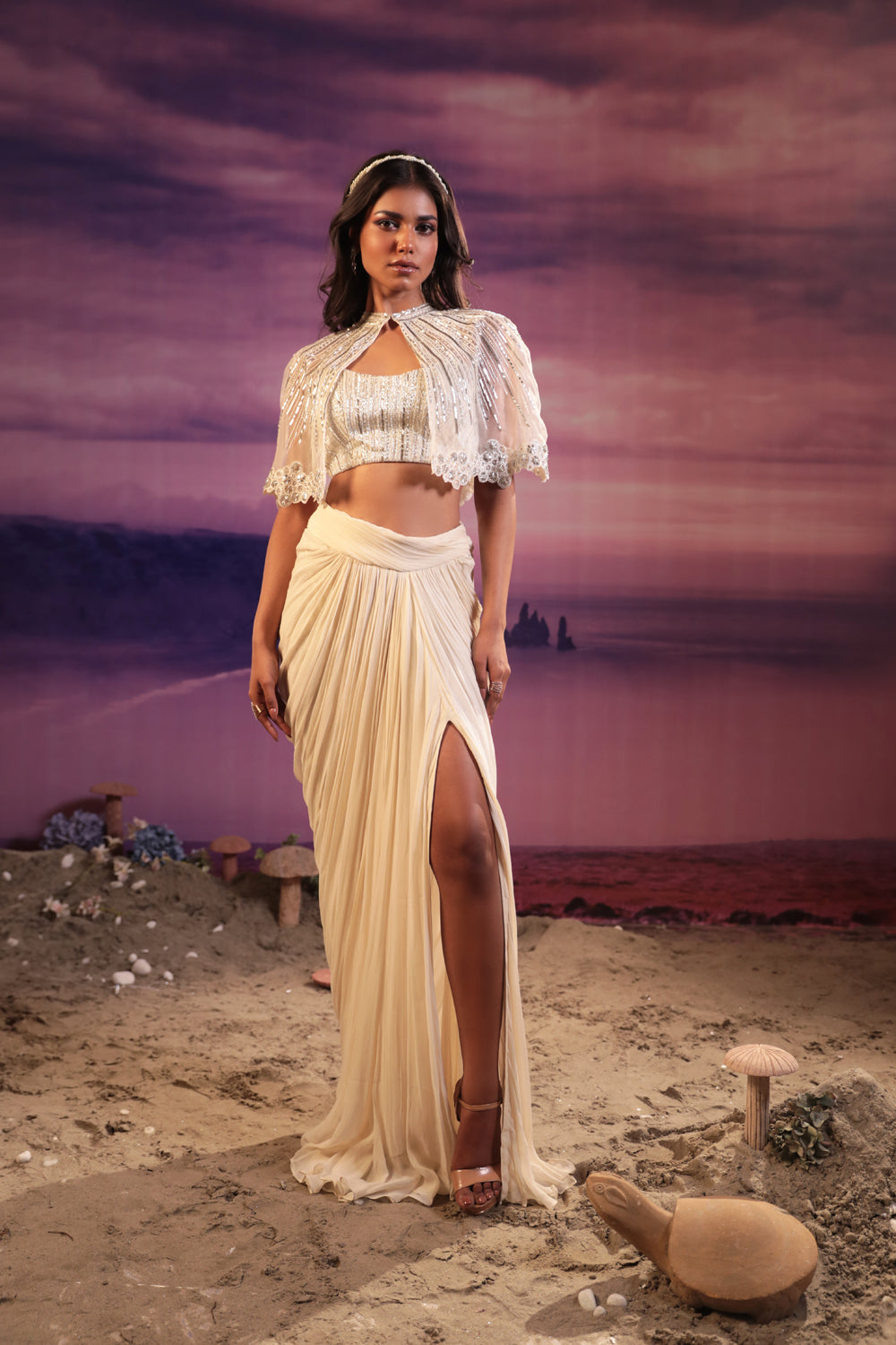 Ivory Cape & Skirt Set