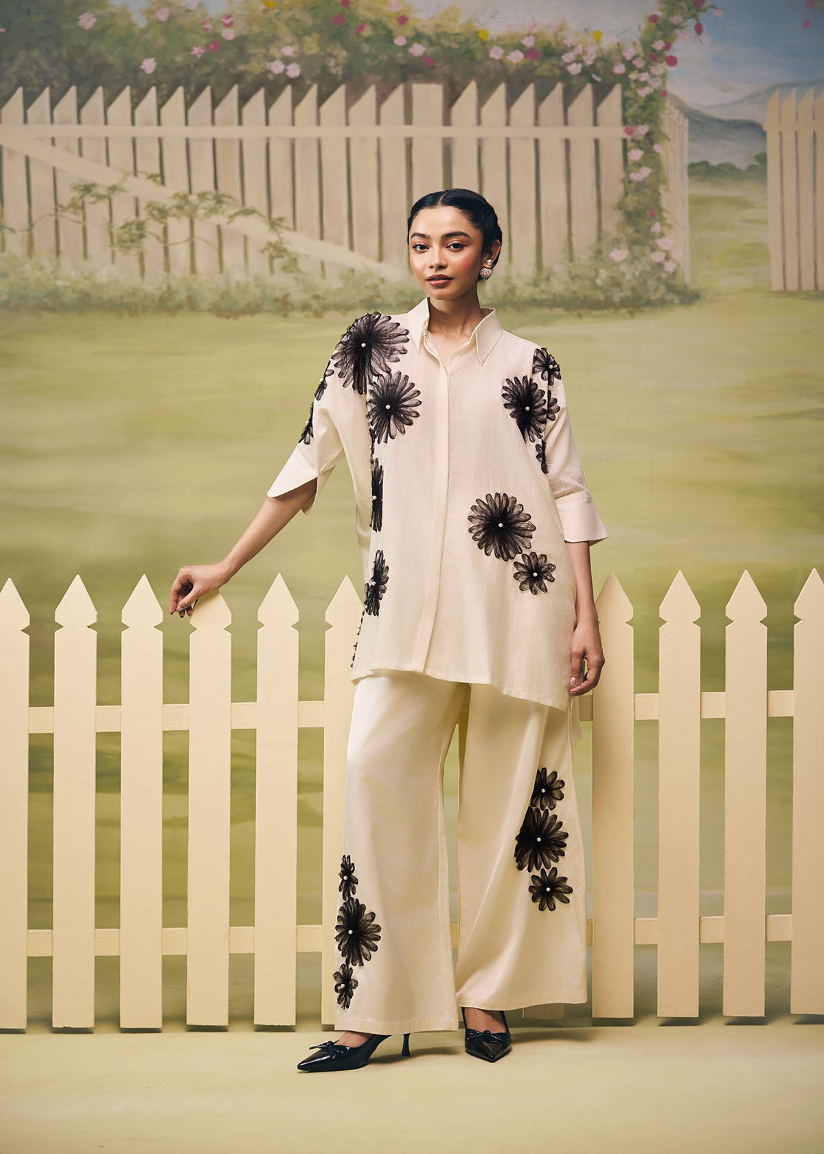Noir Petal Garden Oversized Co-ord Set