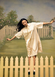 Golden Mist Relaxed Short Dress