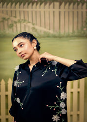 Midnight Bloom Shirt Dress
