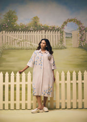 Mist Blue Garden Shirt Dress