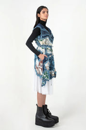 Broken Wave V Neck Short Dress With Skirt