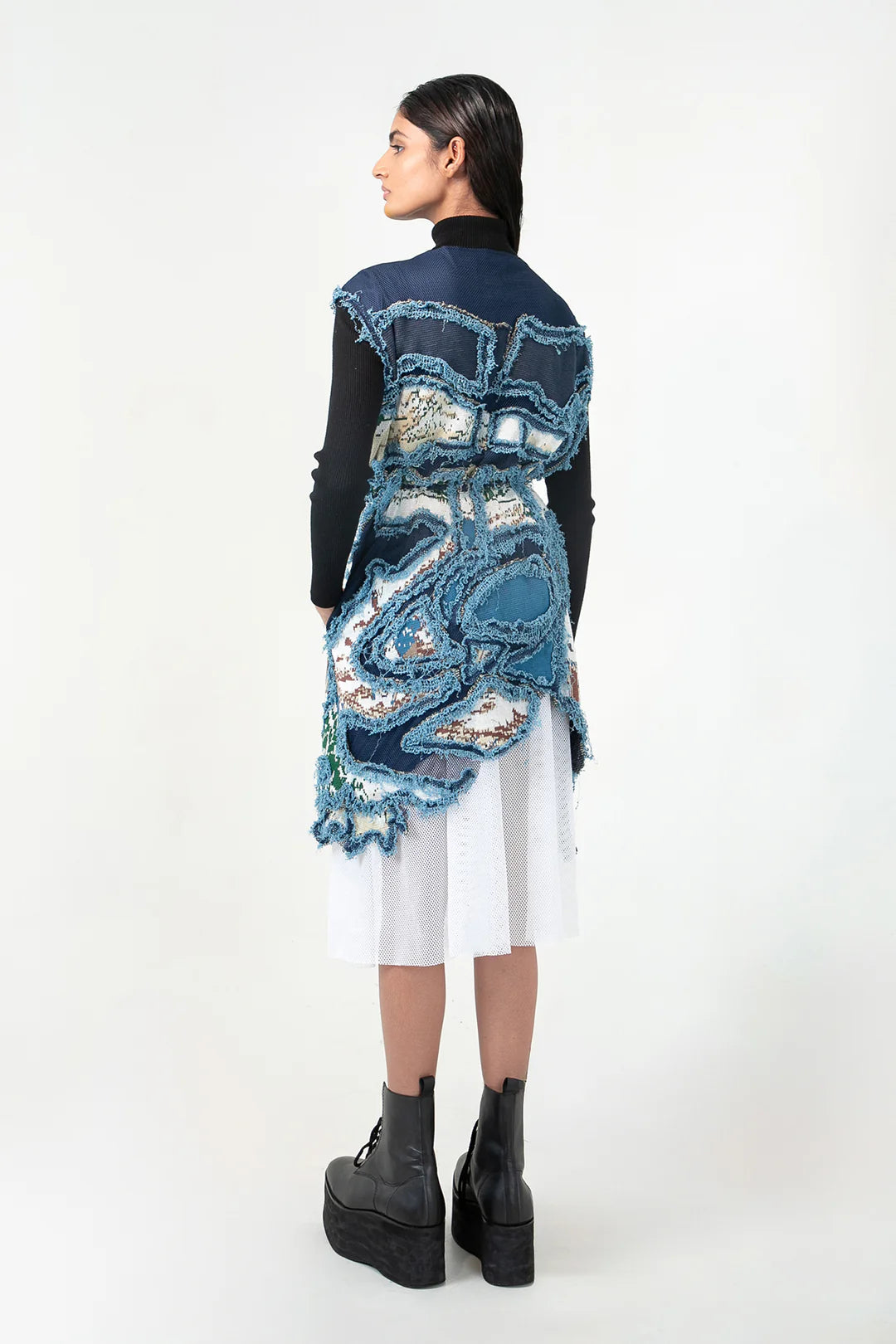 Broken Wave V Neck Short Dress With Skirt