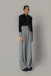 Black Map With Strips Double Zipper Bomber Set