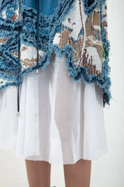 Broken Wave V Neck Short Dress With Skirt