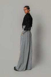 Black Map With Strips Double Zipper Bomber Set