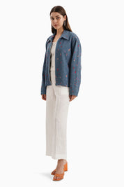 Embroidered Denim Shacket