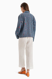 Embroidered Denim Shacket