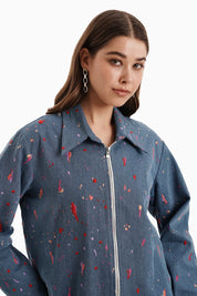 Embroidered Denim Shacket