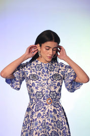 Blue Ivy Embroidered Belted Midi Dress