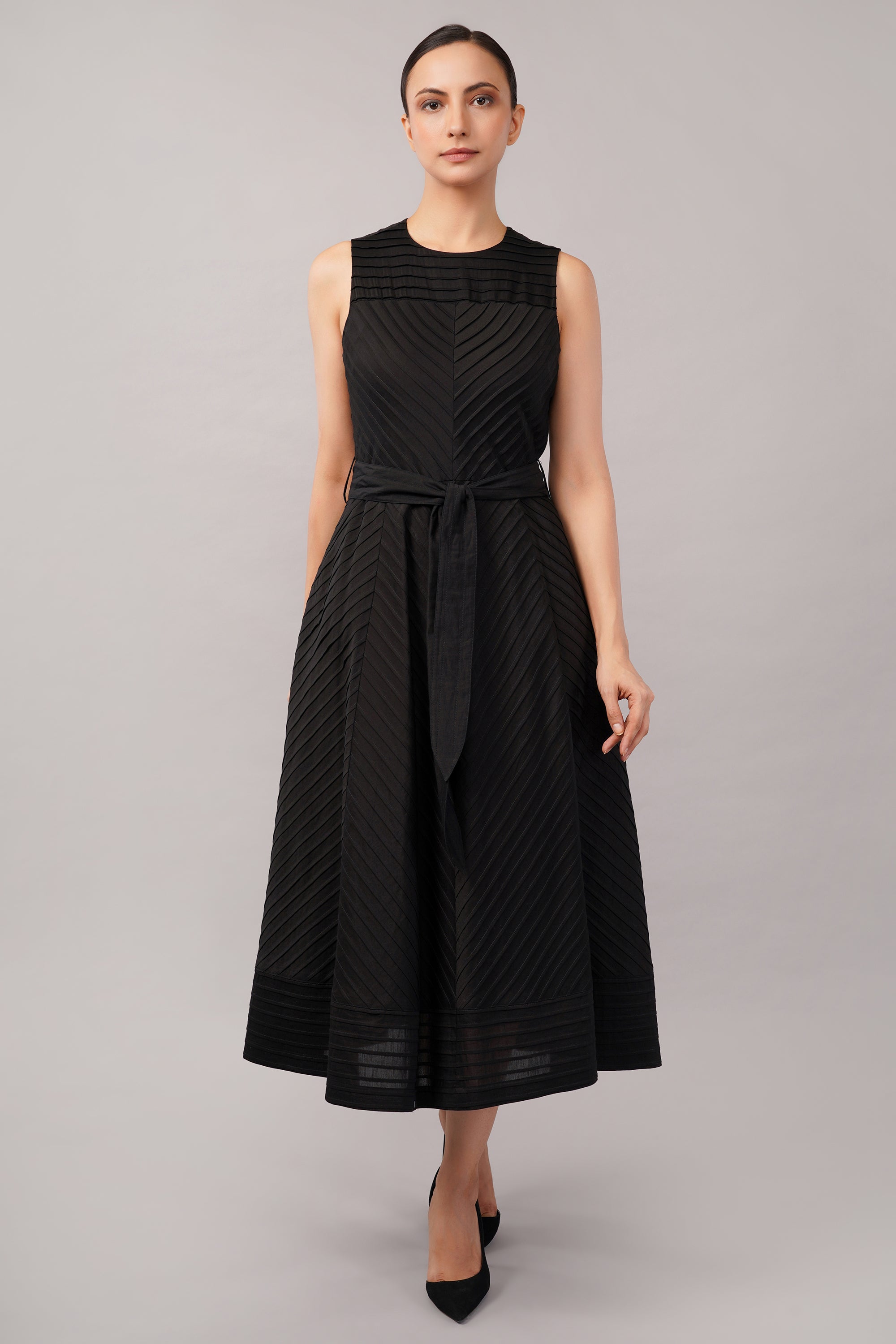 Pleated Stripes Dress