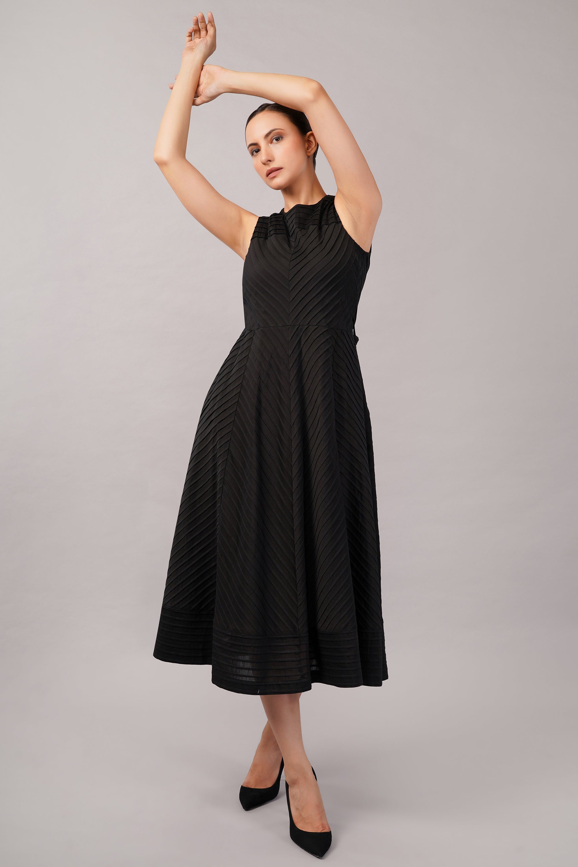Pleated Stripes Dress