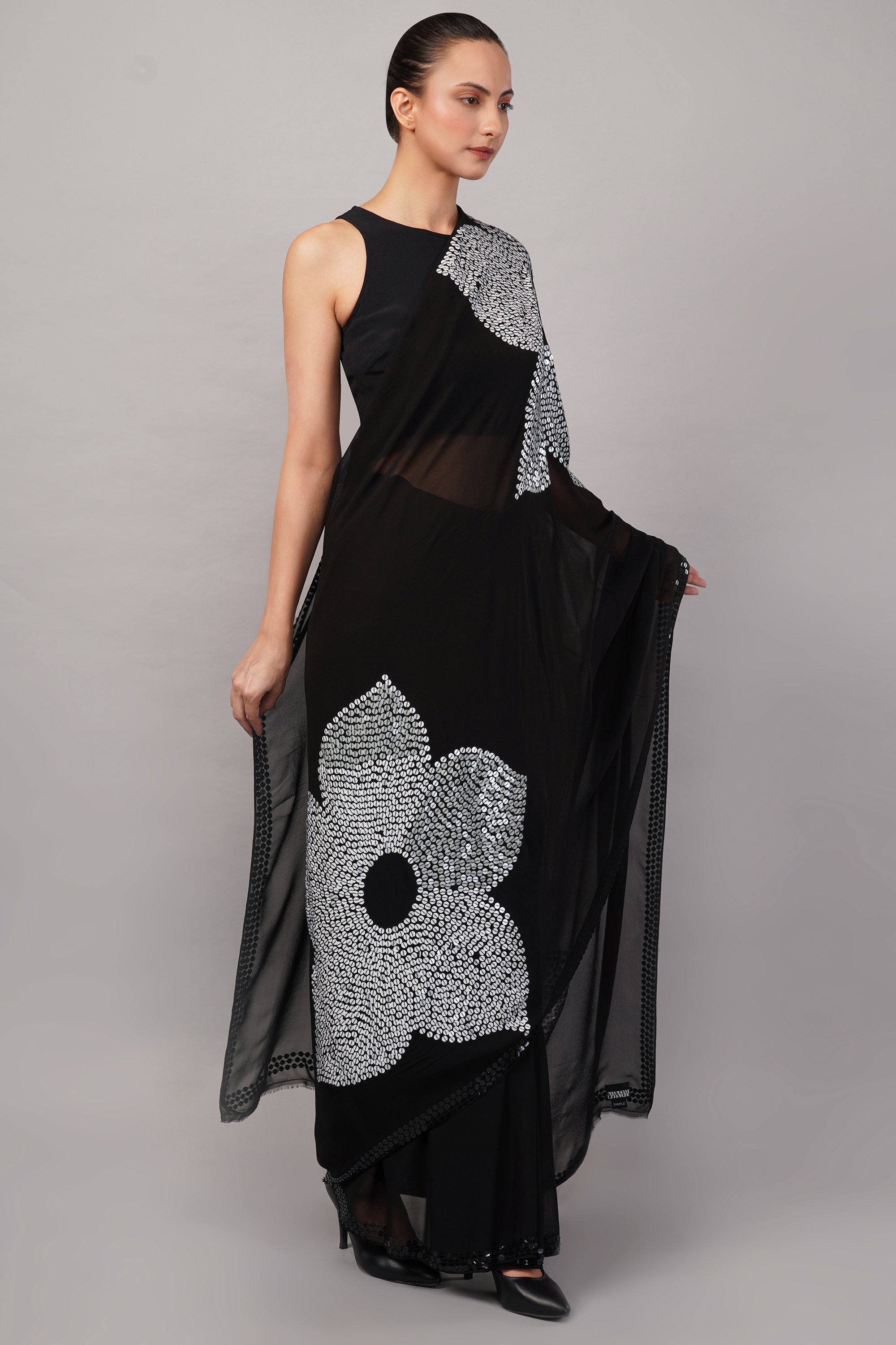 Sequins Flower Saree