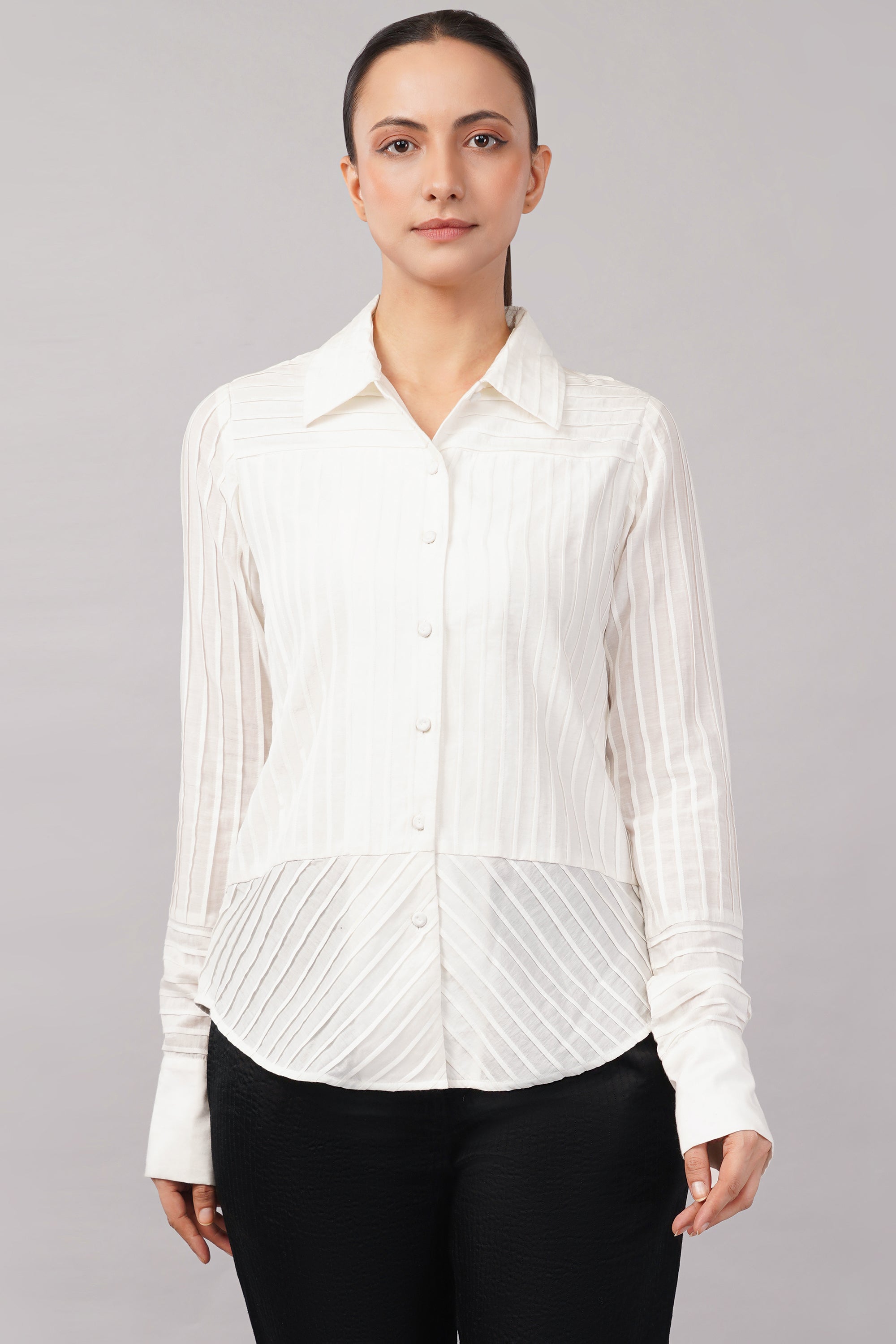 Pleated Stripes Shirt