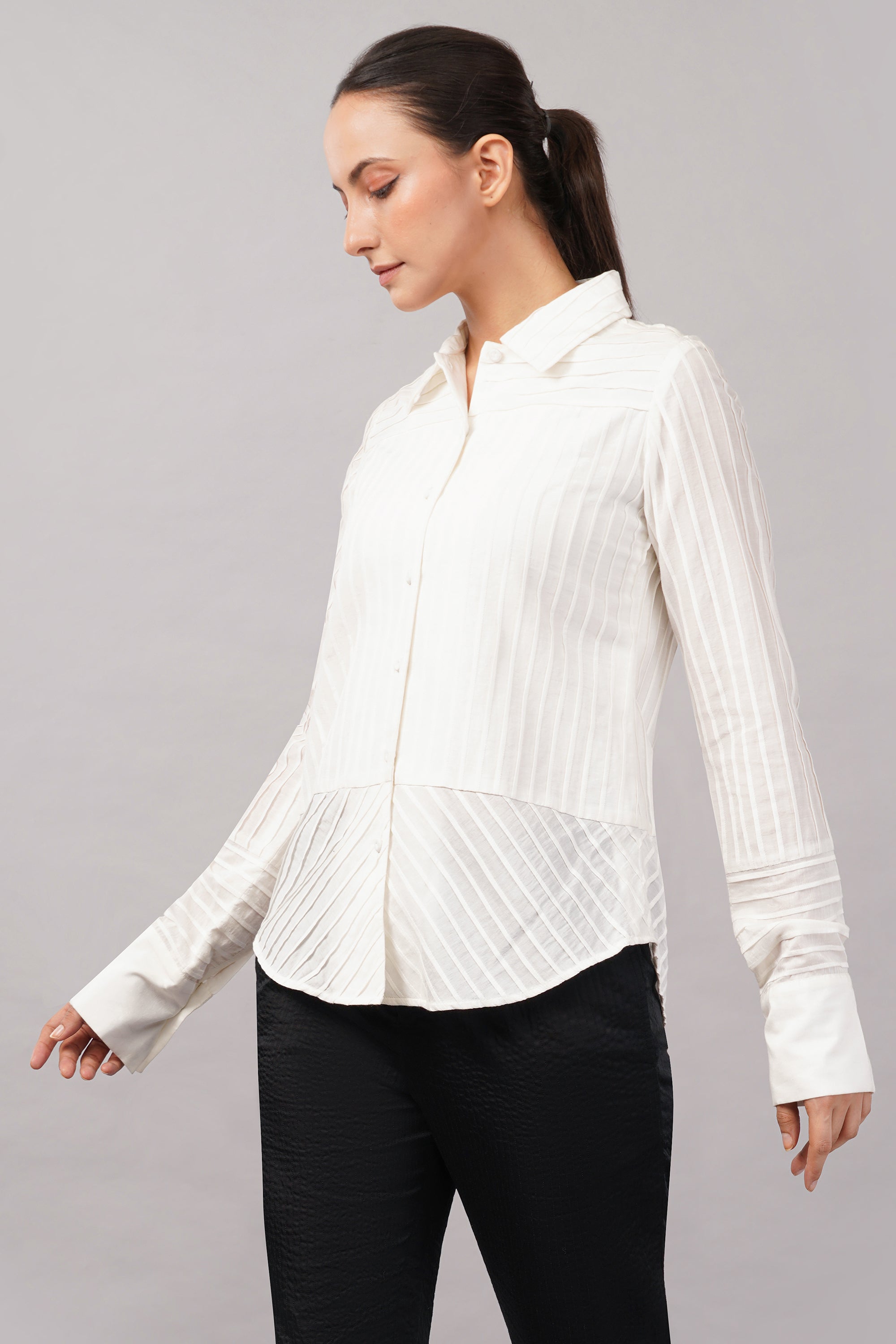 Pleated Stripes Shirt