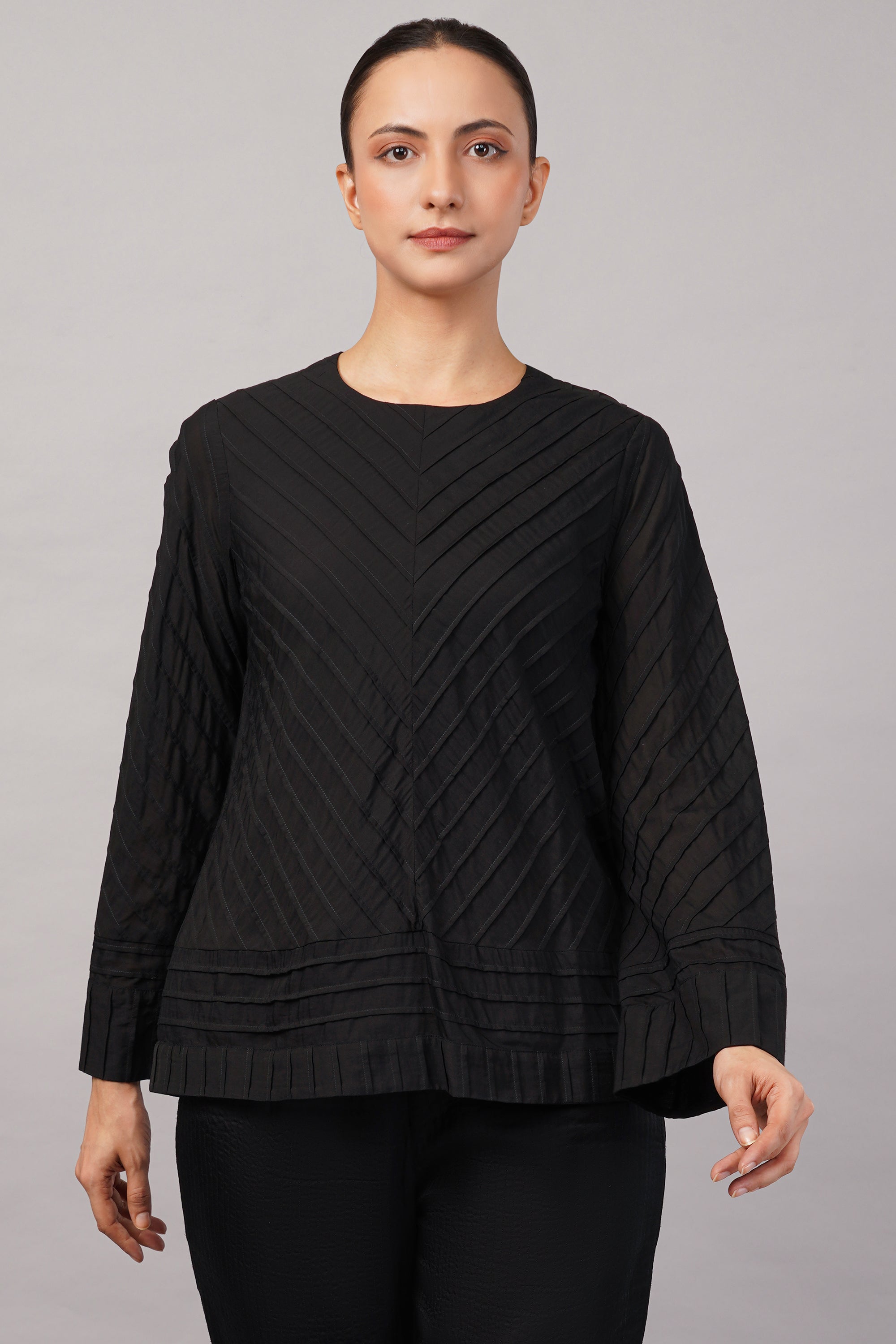 Pleated Stripes Top