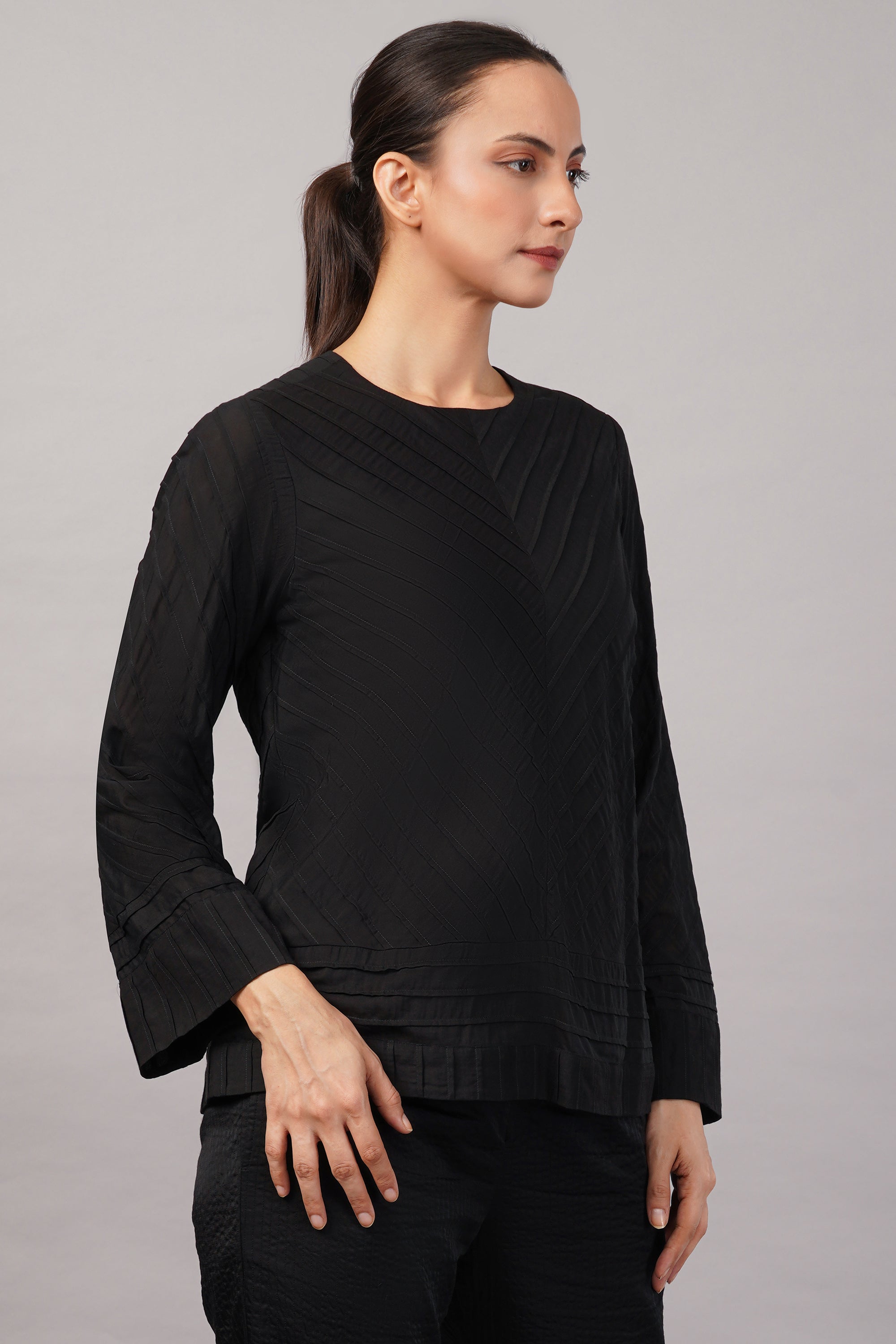 Pleated Stripes Top