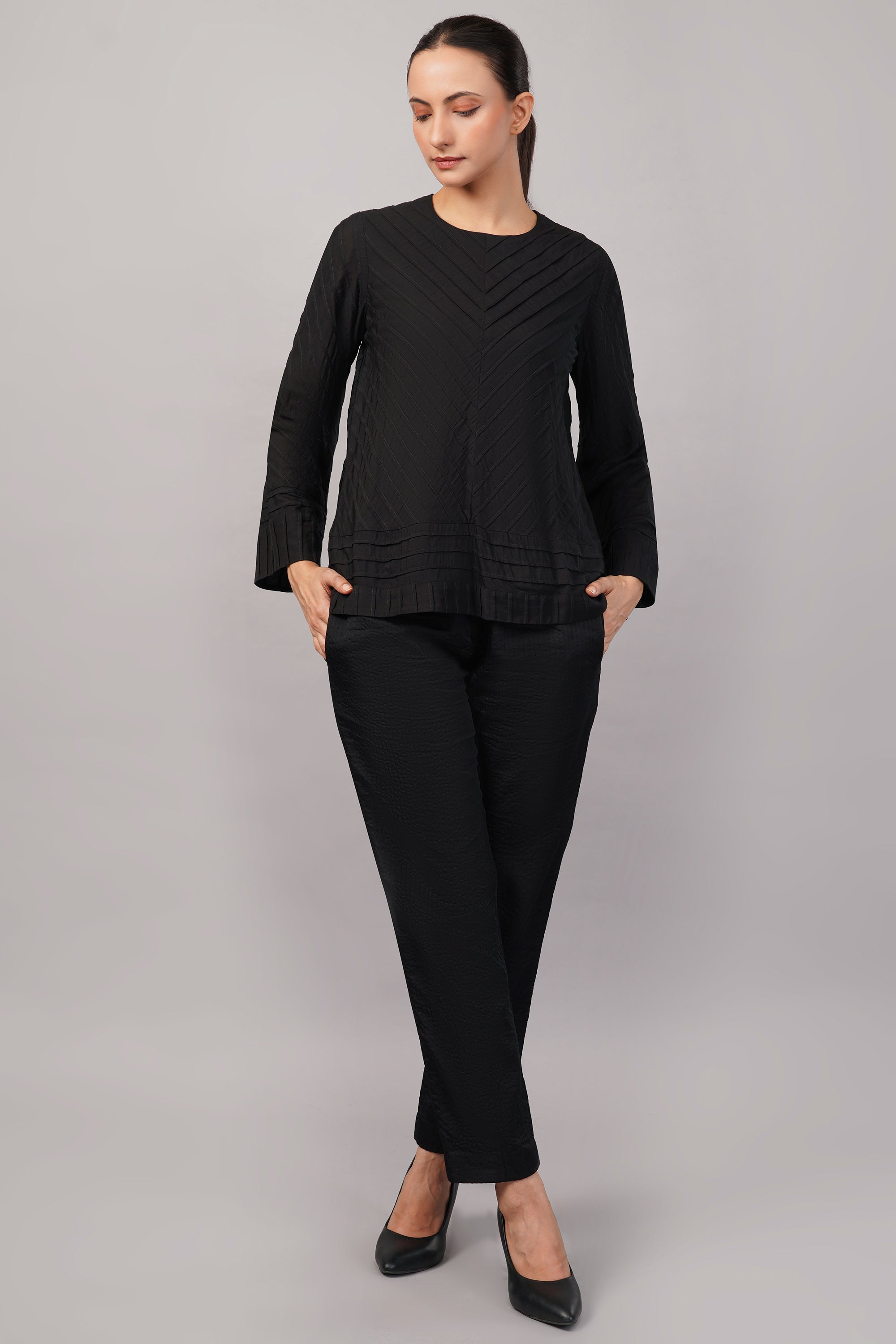 Pleated Stripes Top