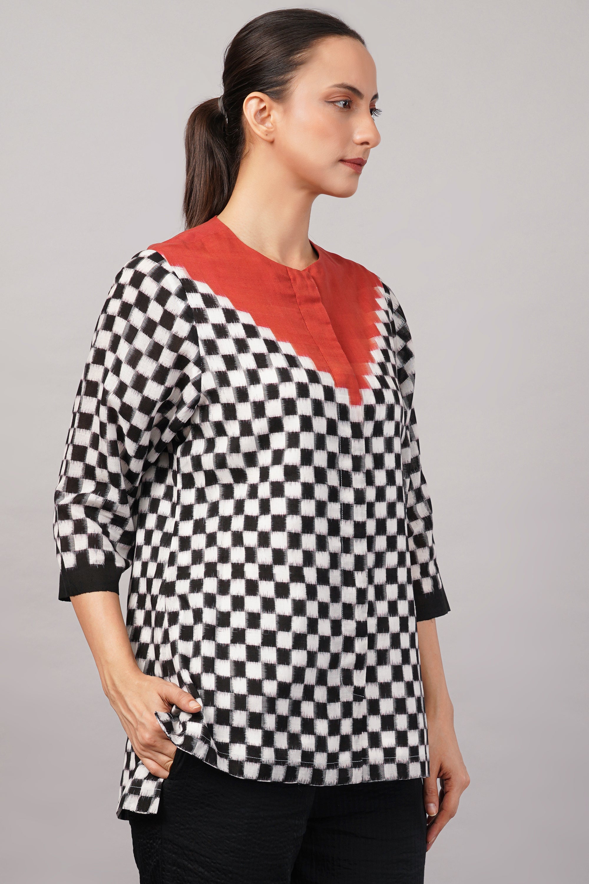 Checkerboard Ikat Top