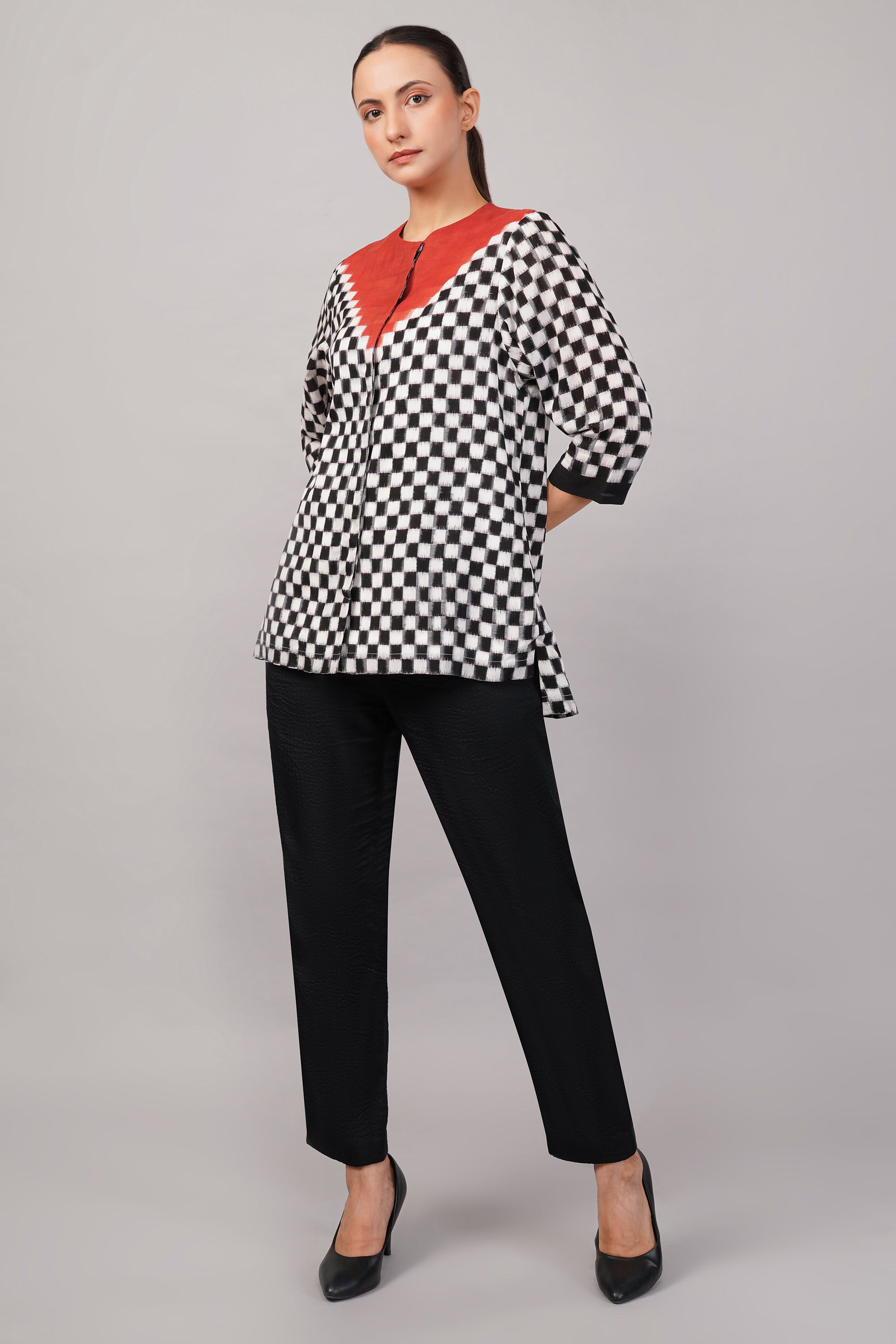 Checkerboard Ikat Top
