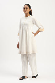 Pleated Linen Dress Ivory