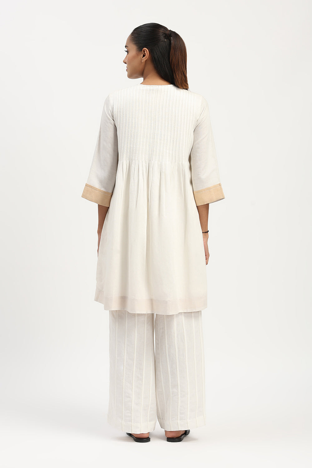 Pleated Linen Dress Ivory