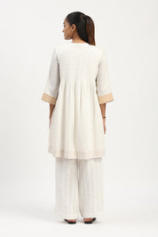 Pleated Linen Dress Ivory