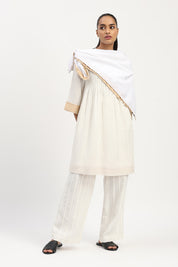 Pleated Linen Dress Ivory