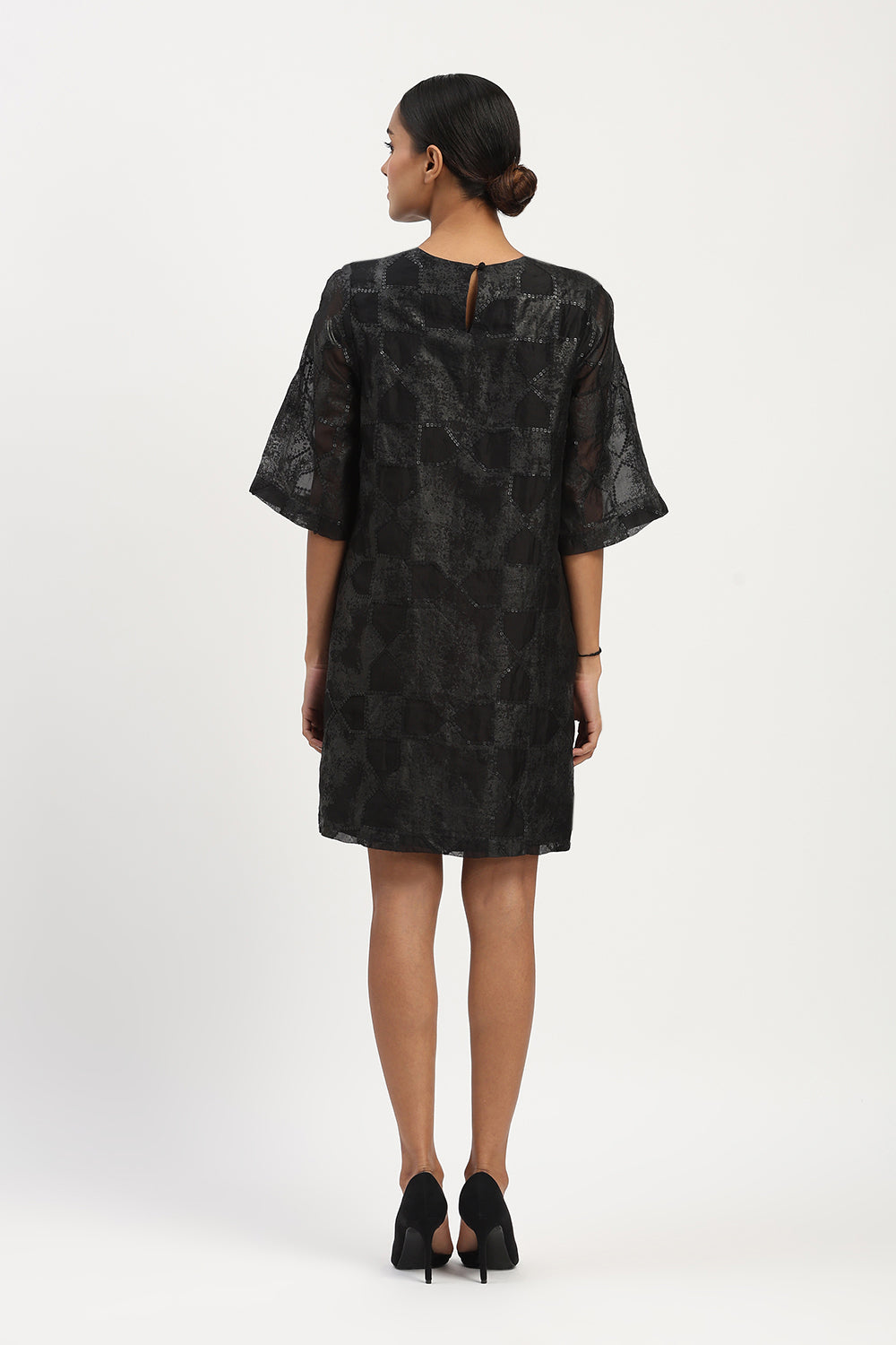 Tesselation Foil Dress Black