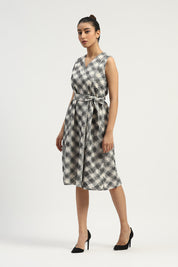 Lattice Cutwork Dress Black & Ivory