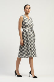 Lattice Cutwork Dress Black & Ivory