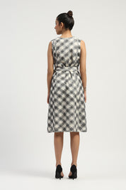 Lattice Cutwork Dress Black & Ivory