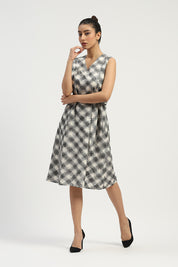 Lattice Cutwork Dress Black & Ivory