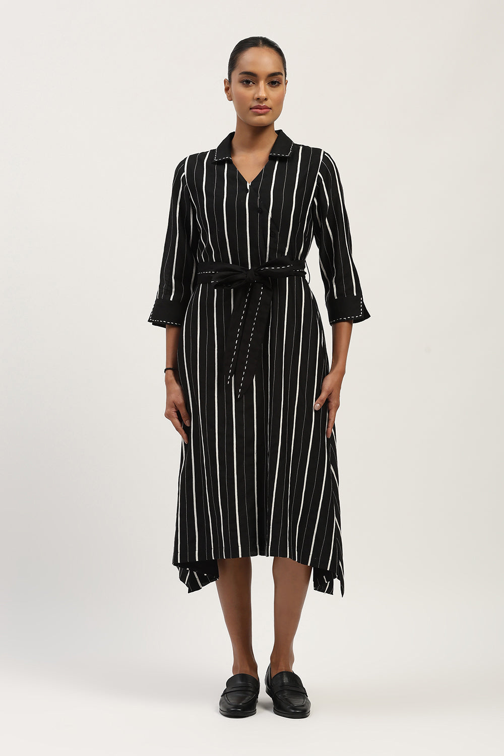 Tape Stripe Dress Black