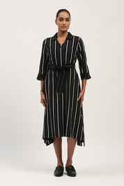 Tape Stripe Dress Black